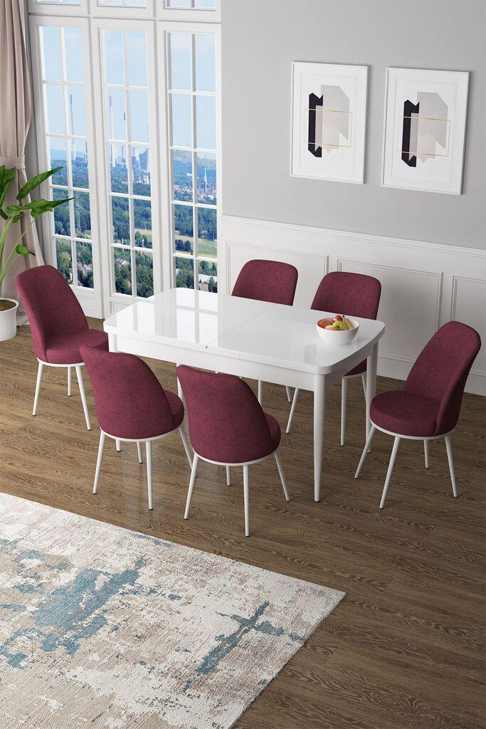 Hanah Home Set Трпезариска маса и 6 столчиња Zen, бордо-бела