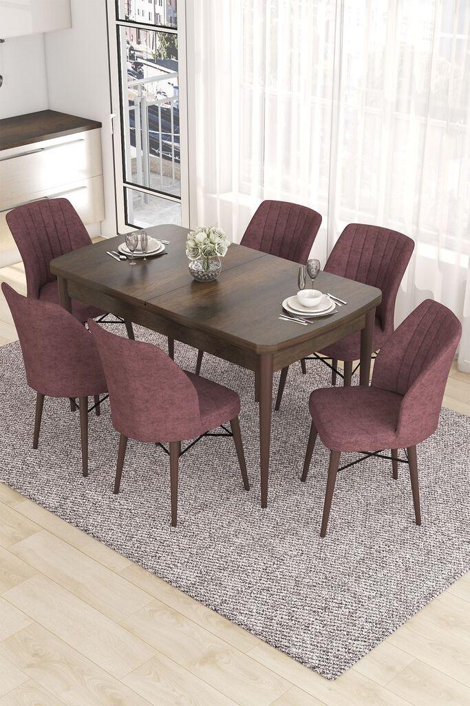 Hanah Home Set Трпезариска маса и 6 столчиња Eva, валкано розова