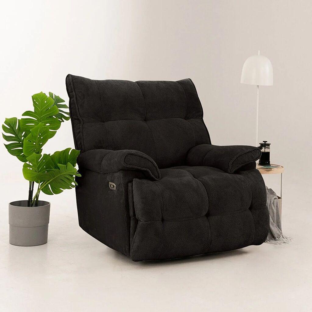 Atelier del Sofa Електрична фотелја Мека електрична, 100 x 105 x 80 см, црна