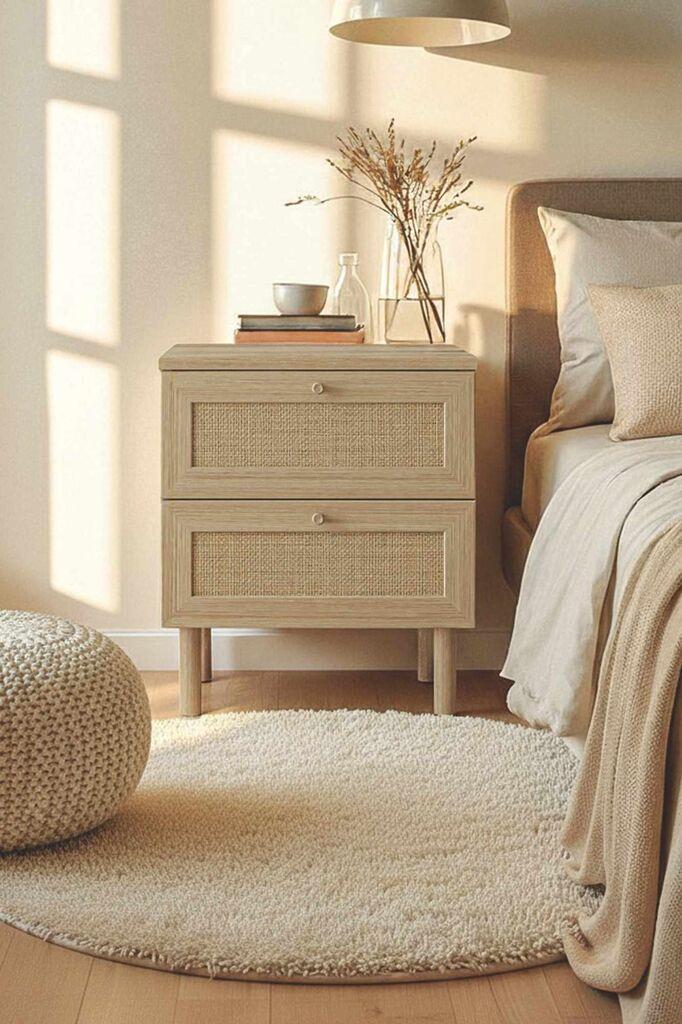Ноќна масичка Hanah Home Baru, 50 x 58 x 42 см, беж