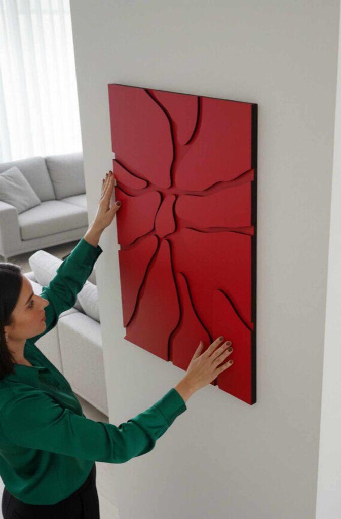Wallity декоративна врамена слика, 45x68 см, црвена