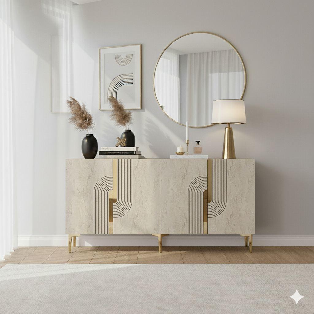 Комода Hanah Home Meyra 150, беж-златна