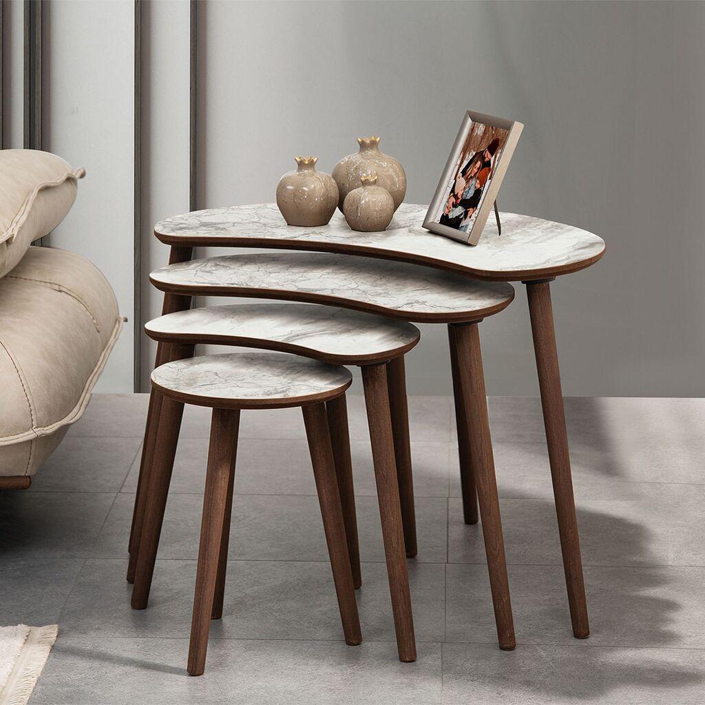 Комплет клуб маси Hanah Home Moon, 4 парчиња, бела боја