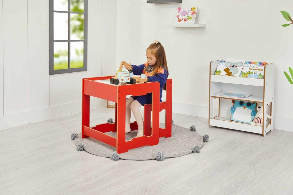 Детски сет маса и стол Hanah Home, 56x55x45 см, црвена