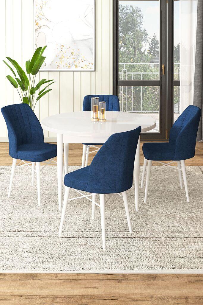 Hanah Home Set Трпезариска маса и 4 столчиња, темно сина