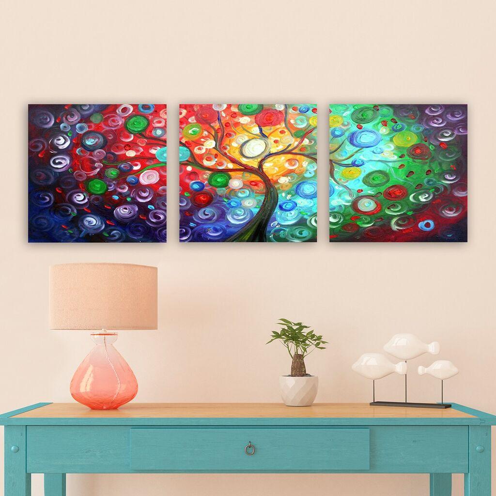 Wallity Декоративни слики на платно, 30x30 см, 3 парчиња, шарени