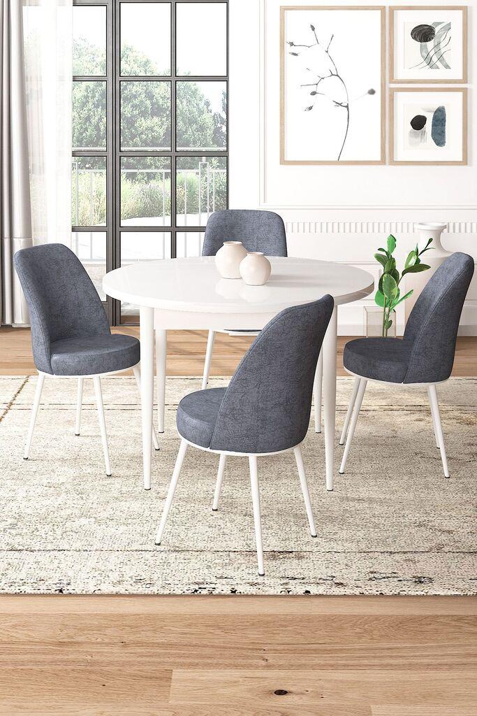 Hanah Home Set Трпезариска маса и 4 столчиња, сиво-бела