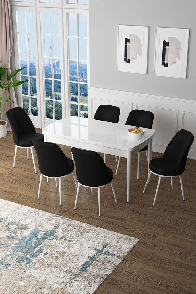 Hanah Home Комплет трпезариска маса и 6 столчиња Zen, црно-бела
