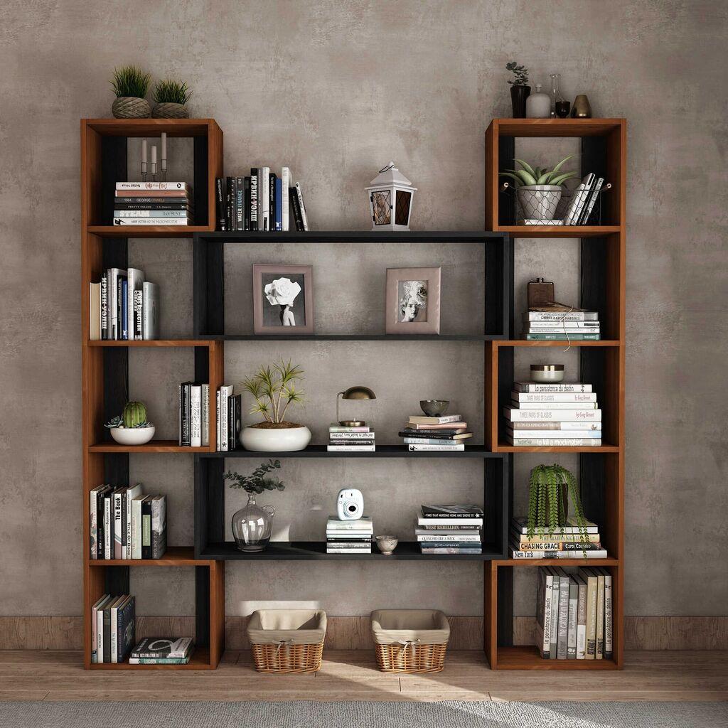 Полица за книги Hanah Home CPT6012-200114-190x200x25 см, кафеава