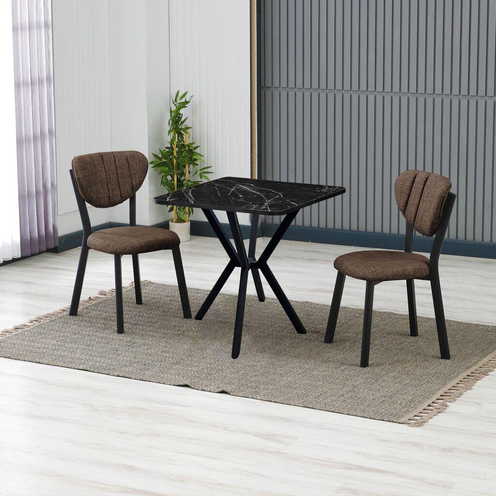 Трпезариска маса и столчиња Hanah Home Elma, кафеаво-црна