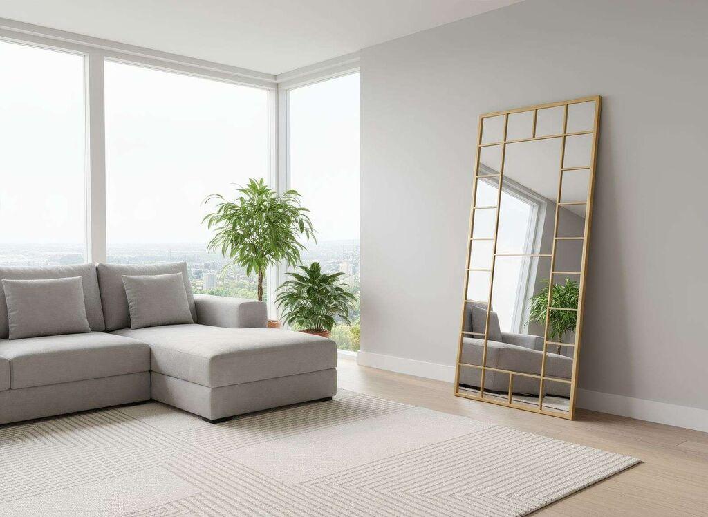 Подно огледало Hanah Home Boxia, 80 см x 180 см, златна боја
