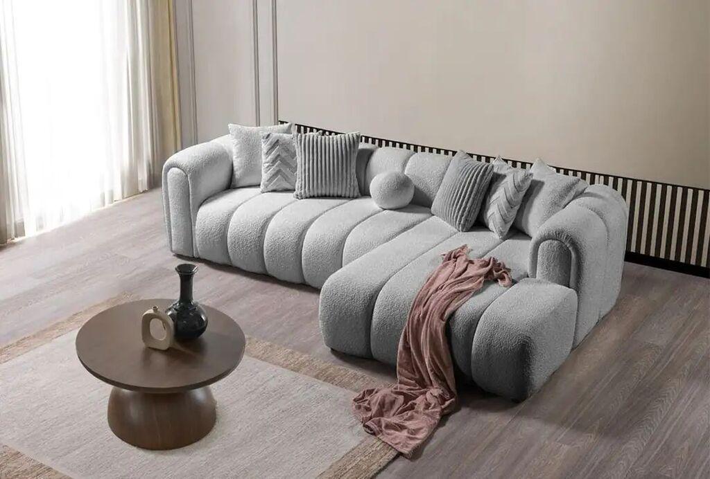 Atelier del Sofa Аголна гарнитура на расклопување N-Line десна, 265 x 185 x 95 см, сива