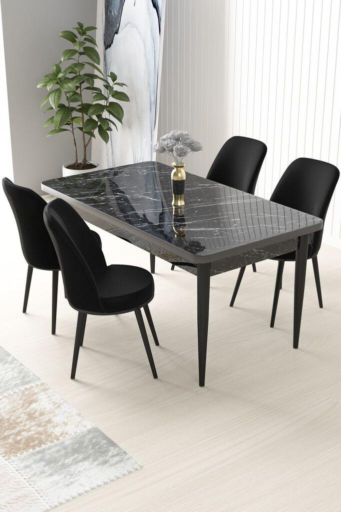 Hanah Home Set Трпезариска маса и 4 столчиња Nile, црна