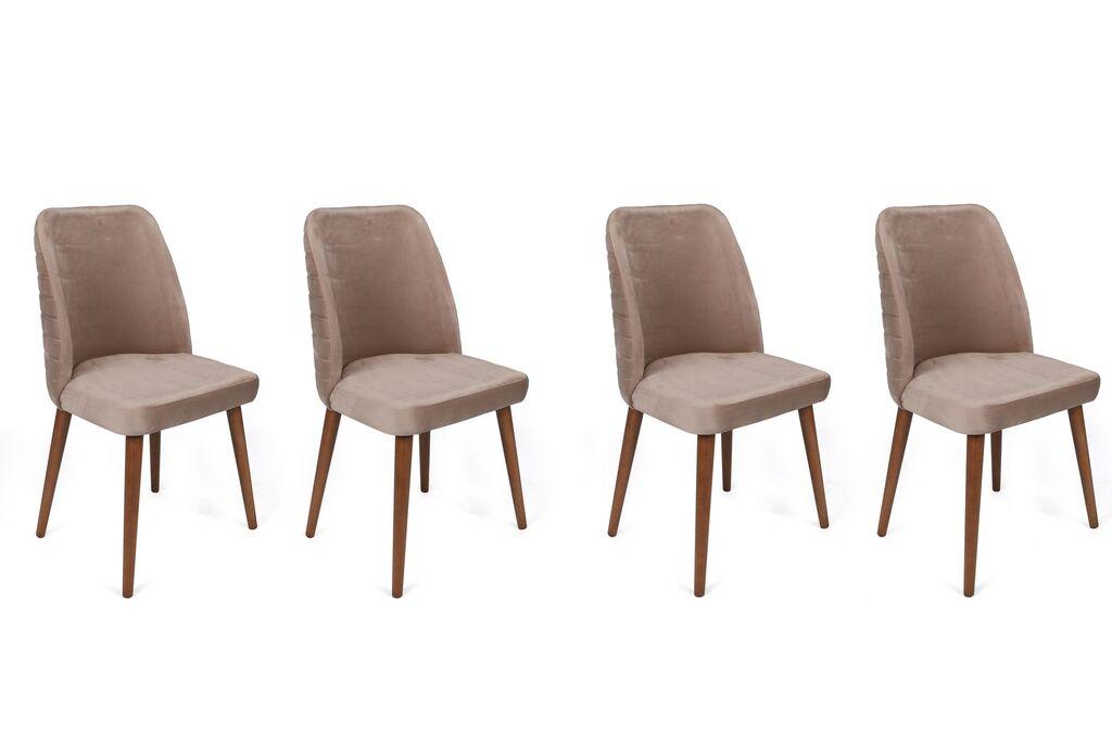 Комплет столчиња Hanah Home Tutku-344 V4, 75x62x102 см, 4 парчиња, беж