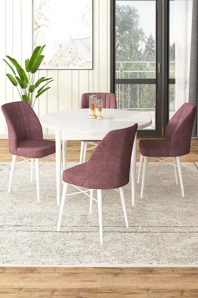 Hanah Home Set Трпезариска маса и 4 столчиња, валкано розова