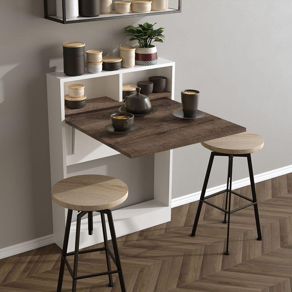 Помошна масичка Hanah Home со носачи Patara, бело-кафеава
