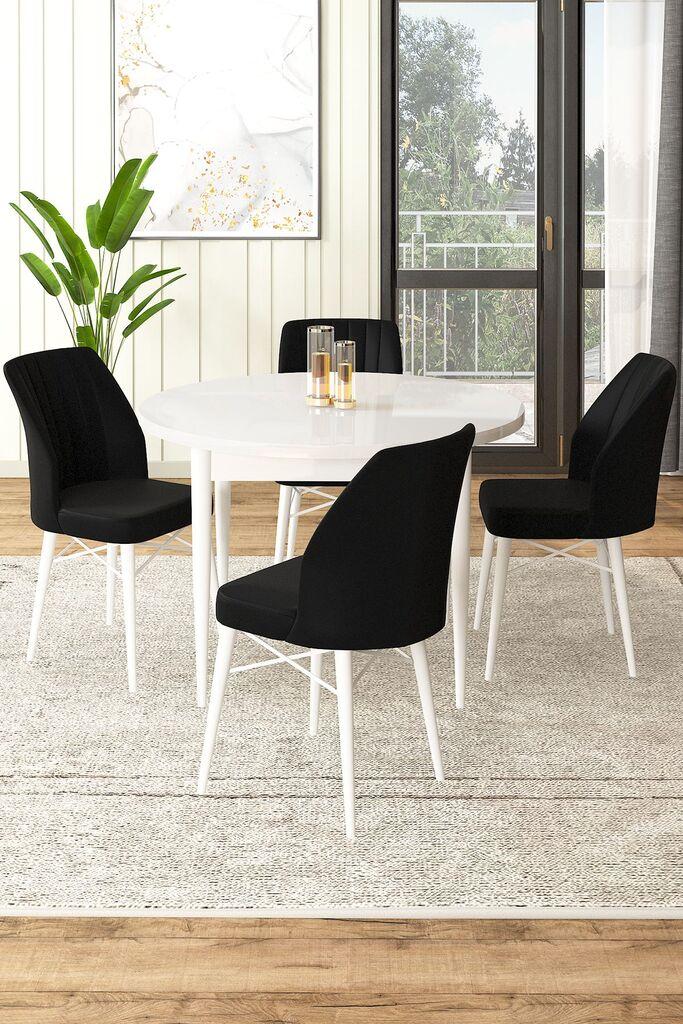 Hanah Home Set Трпезариска маса и 4 столчиња, црно-бела