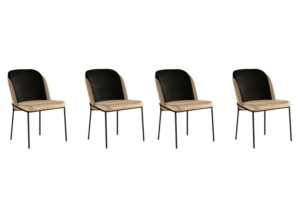 Комплет столчиња Hanah Home DR-145 V4, 78x61x102 см, 4 парчиња, црна