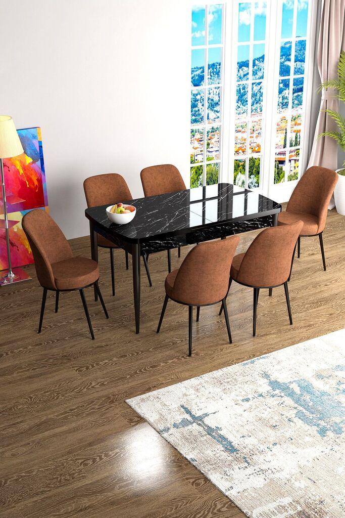 Hanah Home Set Трпезариска маса и 6 столчиња Хан, Теракота