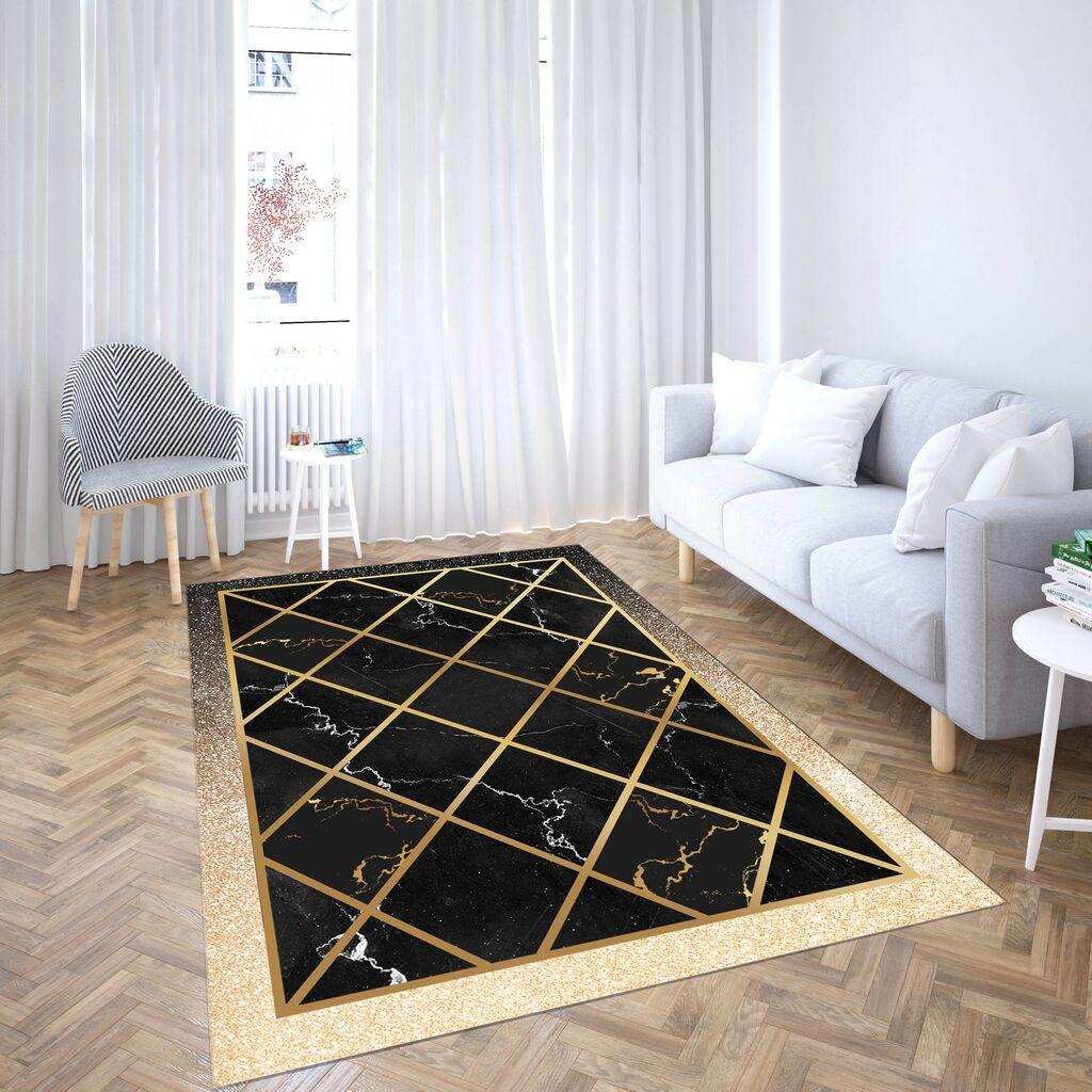 Тепих Conceptum Hypnose CG_215, правоаголен, 140x220 см, црна и златна боја