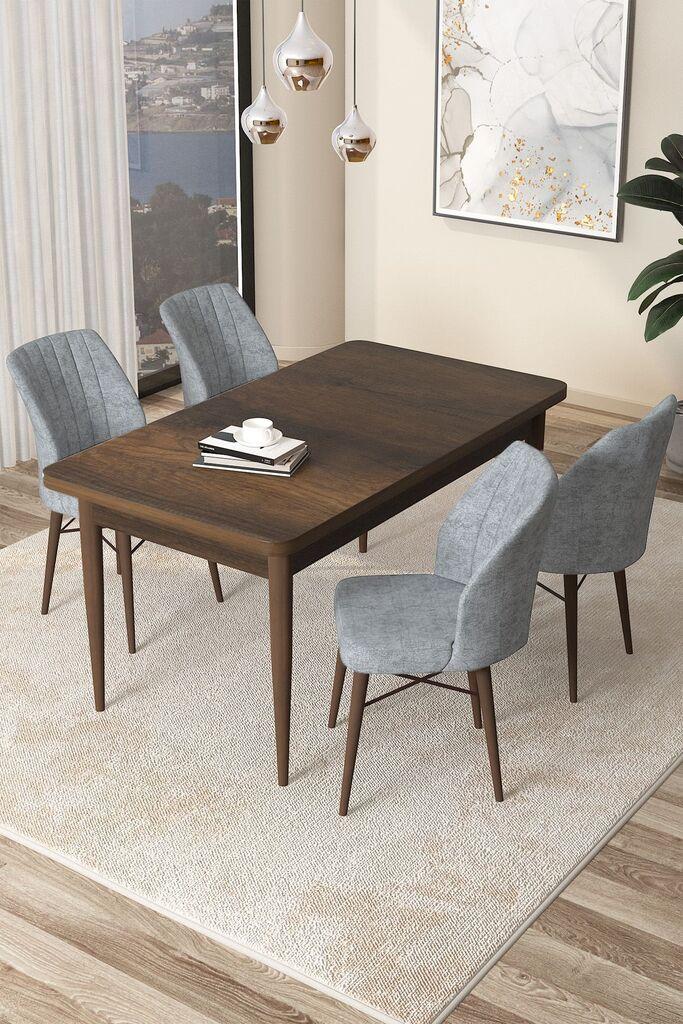 Hanah Home Set Трпезариска маса и 4 столчиња Arp, кафеаво-сива