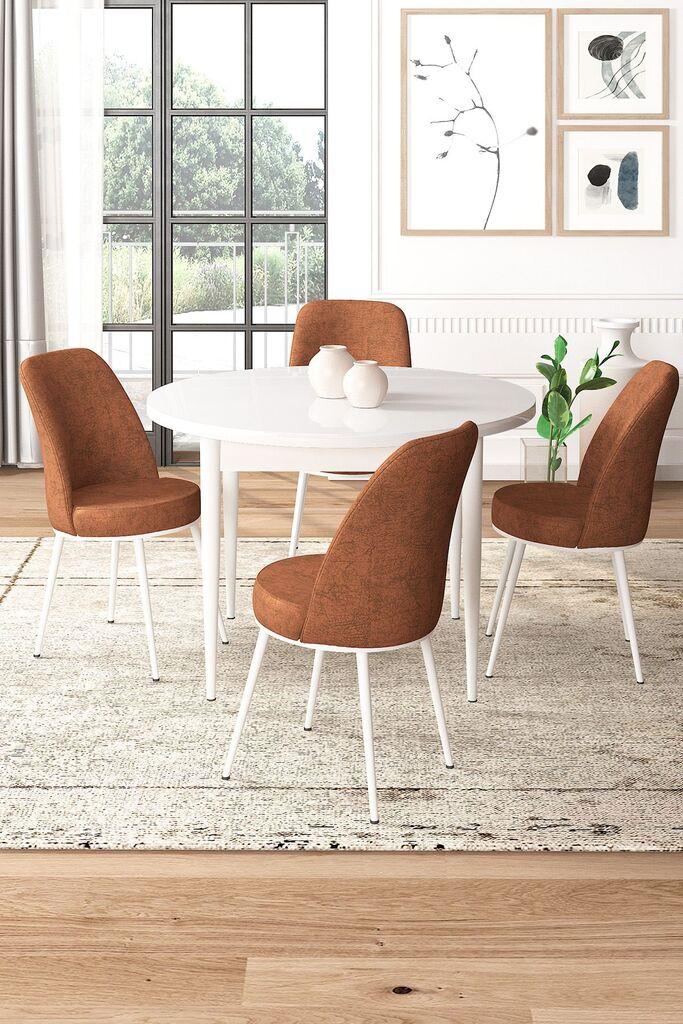 Hanah Home Set Трпезариска маса и 4 столчиња, Теракота