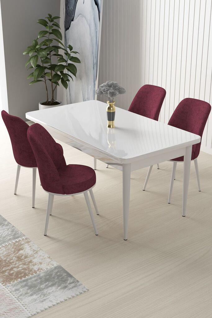 Hanah Home Set Трпезариска маса и 4 столчиња Nile, бургундско-бела