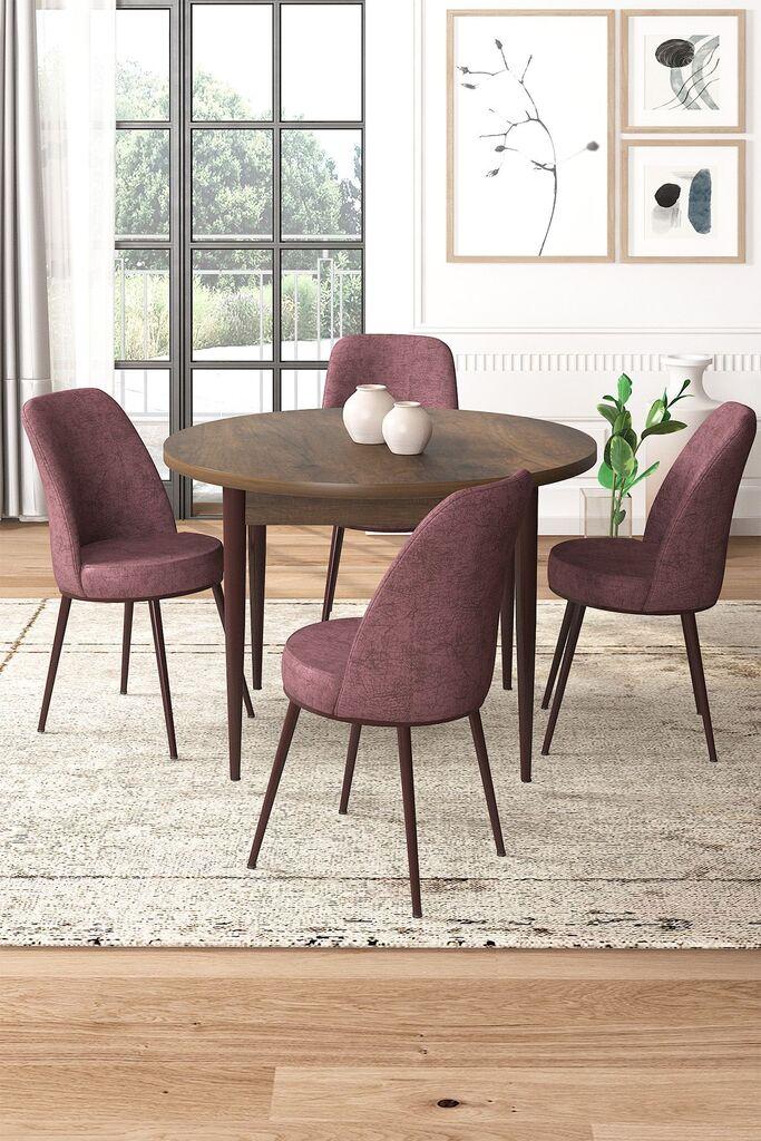 Hanah Home Set Трпезариска маса и 4 столчиња, валкано розова