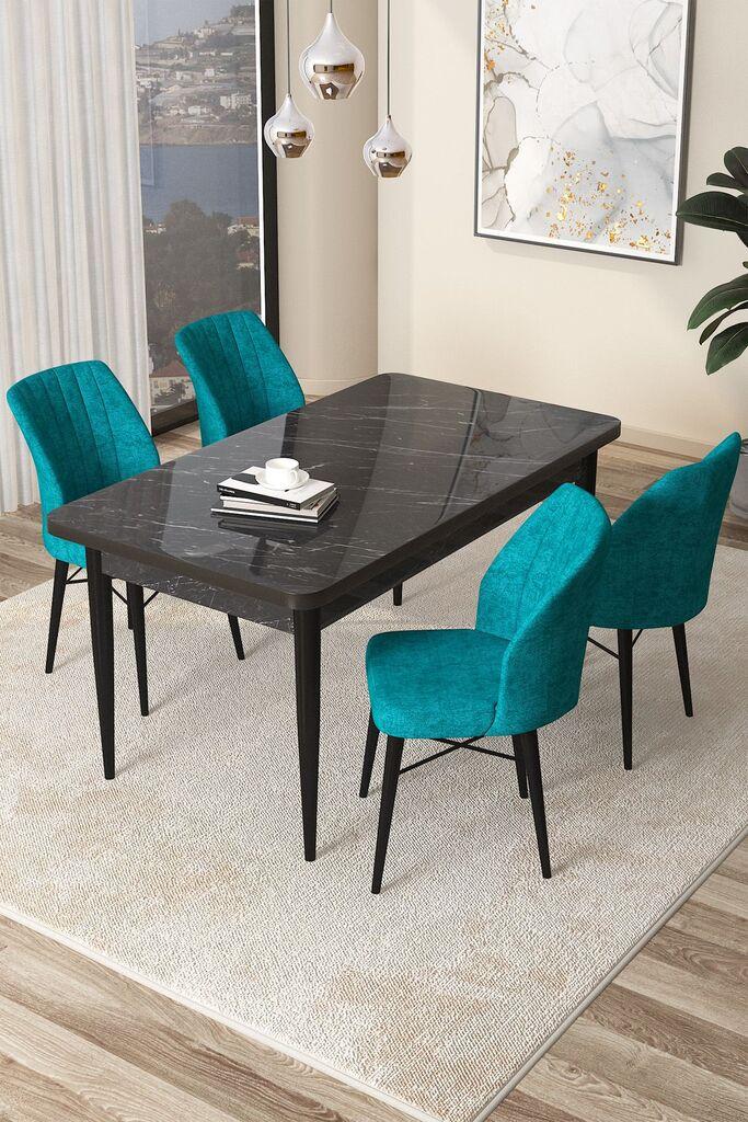 Hanah Home Set Трпезариска маса и 4 столчиња Arp, тиркизна-црна