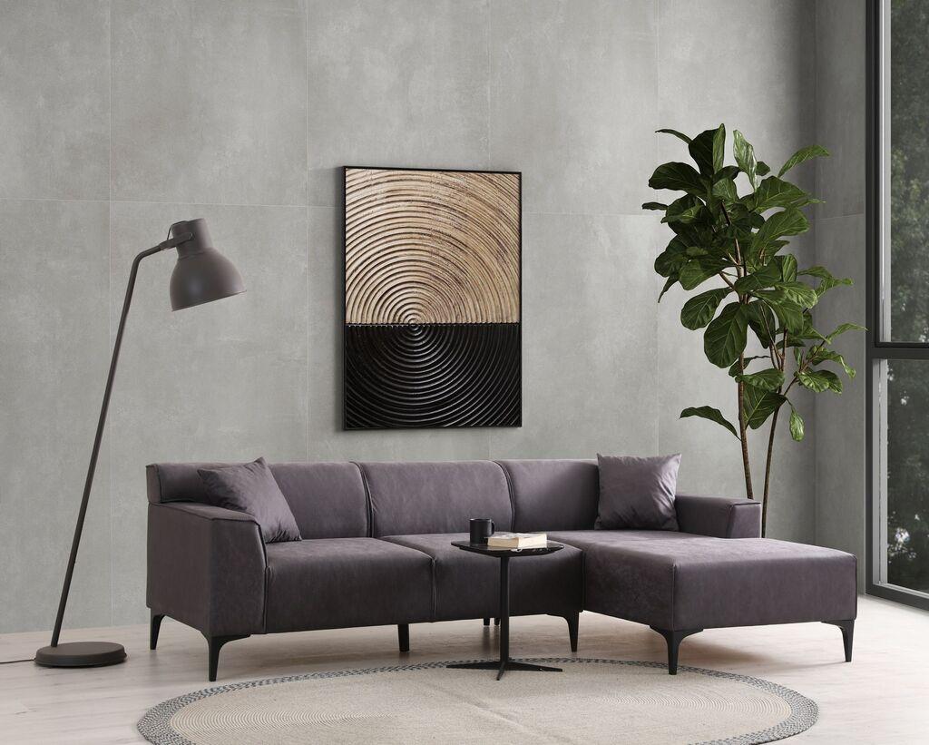 Аголна гарнитура Atelier del Sofa New Petra, L аголна, 250x69x145, Антрацит