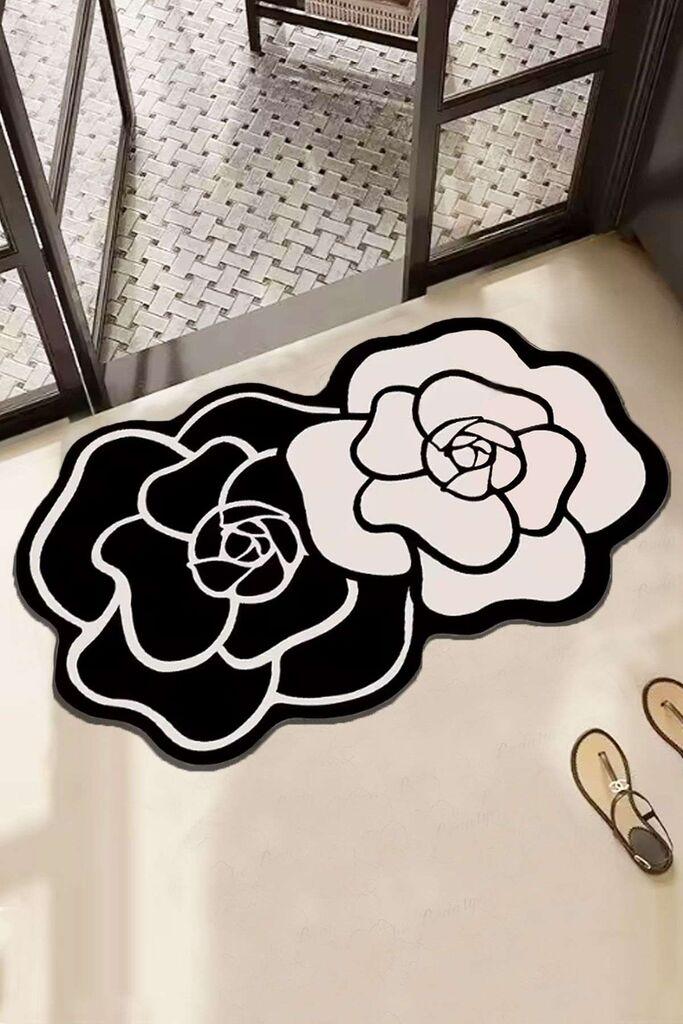 Тепих за бања L'essentiel Maison Bungari Rose, 60 x 100 см, црно-бел