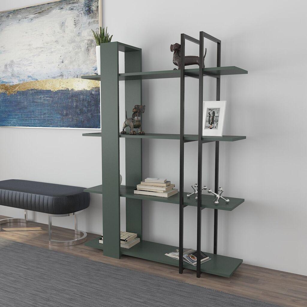 Полица за книги Hanah Home Onno, 120x160x31 см, маслинеста боја