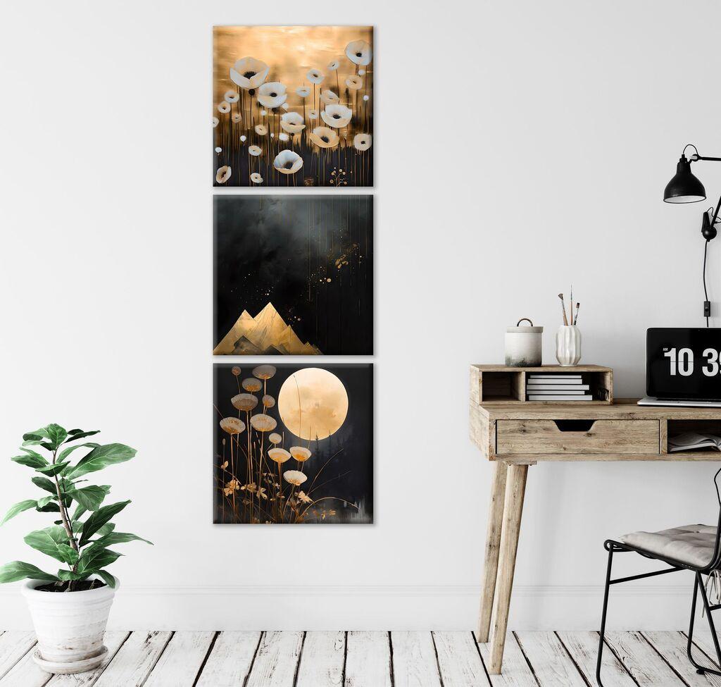 Wallity Декоративни слики на платно, 30x30 см, 3 парчиња, златни бои