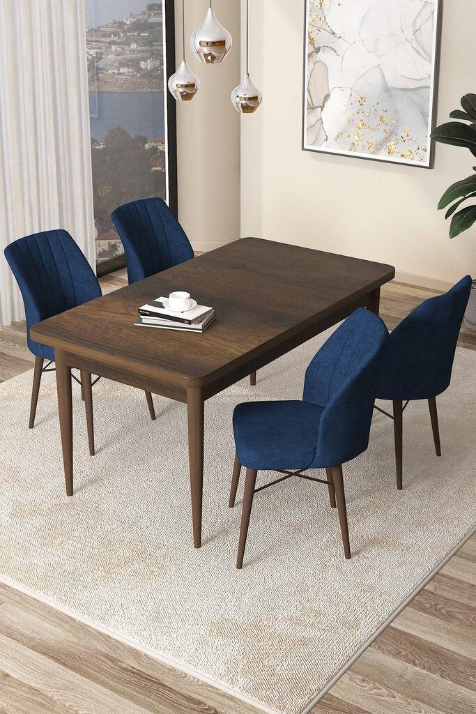 Hanah Home Комплет трпезариска маса и 4 столчиња Arp, темно сина