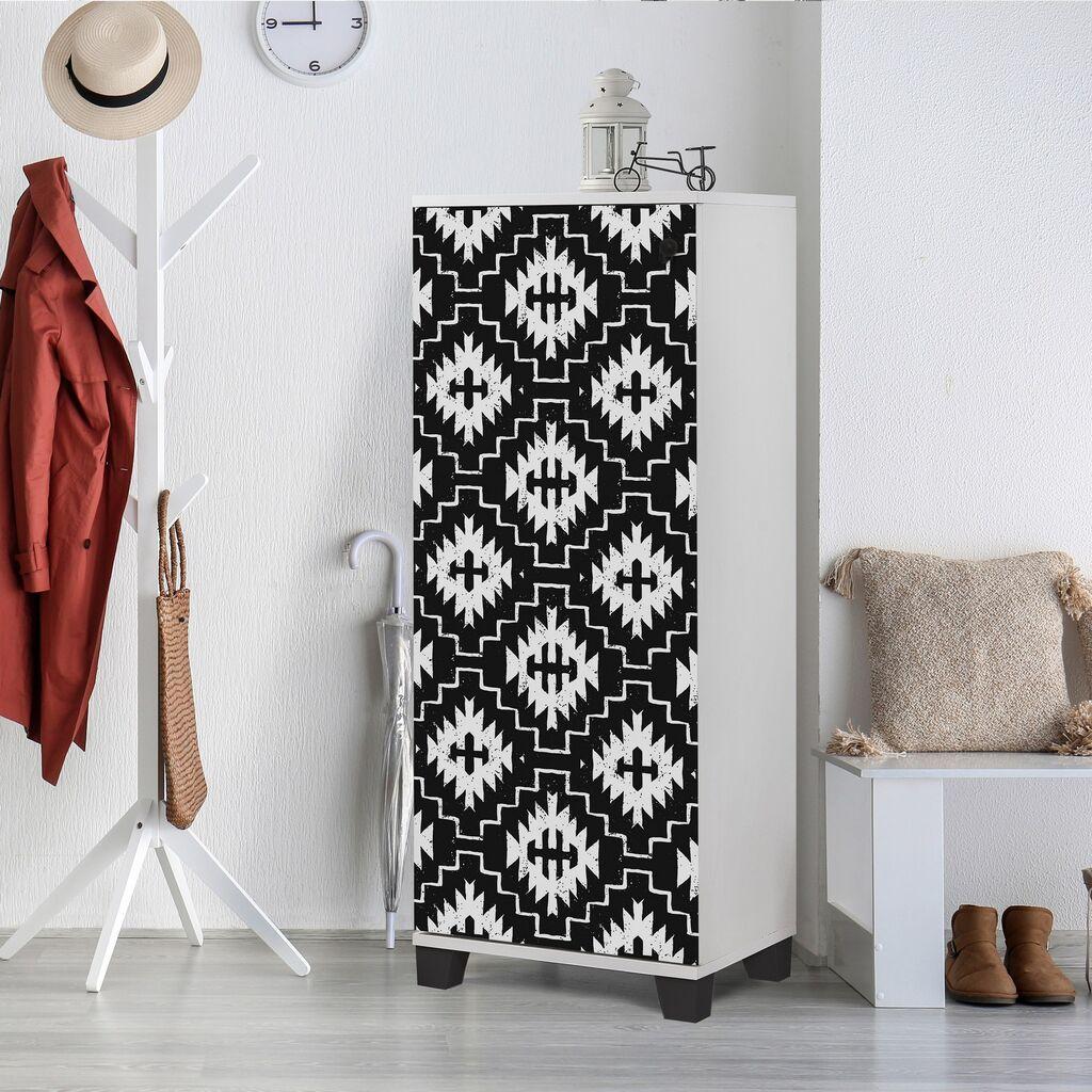 Полица за чевли Hanah Home Filinta Swan, 50x127x38 см, црно-бела
