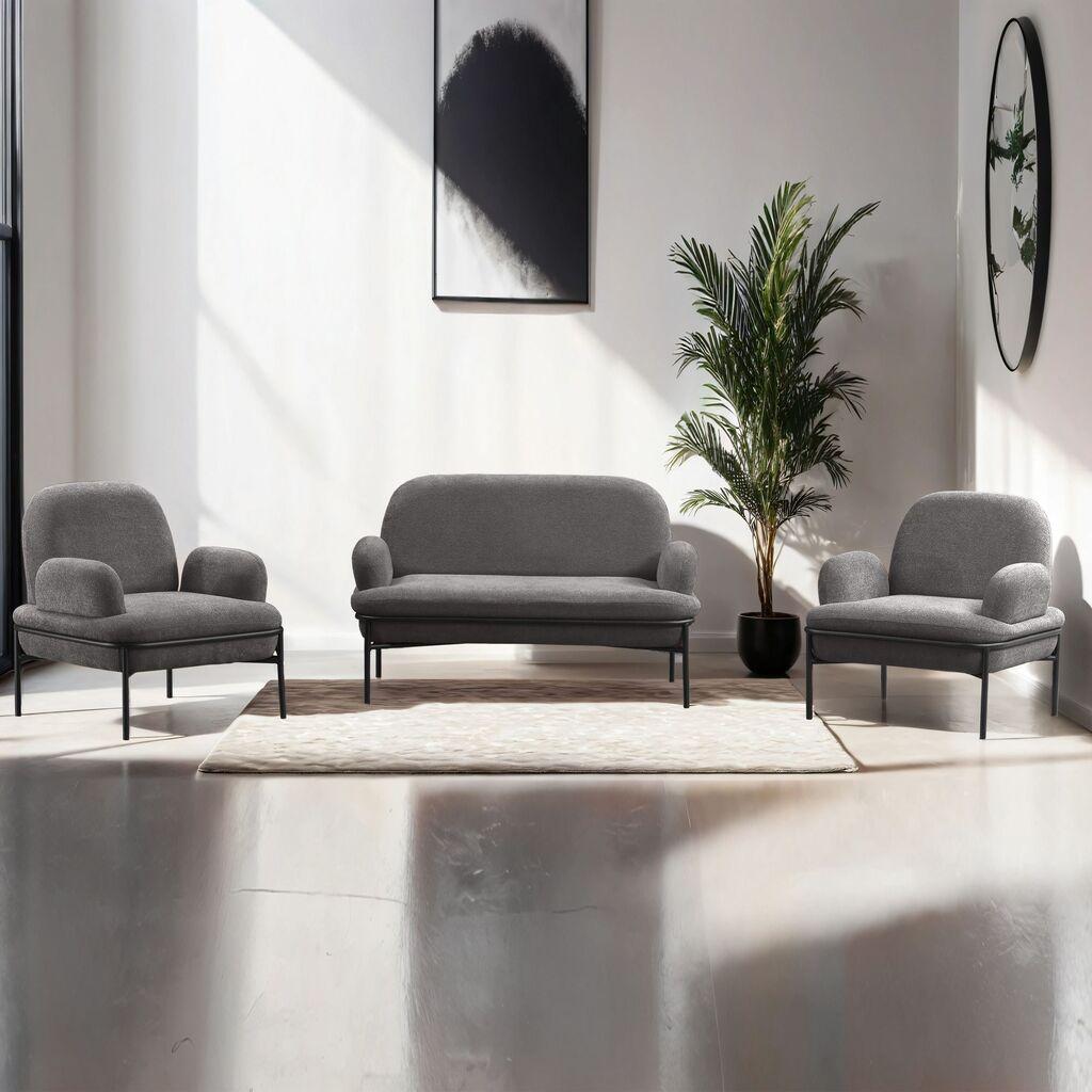 Комплет мебел за дневна соба Atelier del Sofa, 3 парчиња Aster, сива