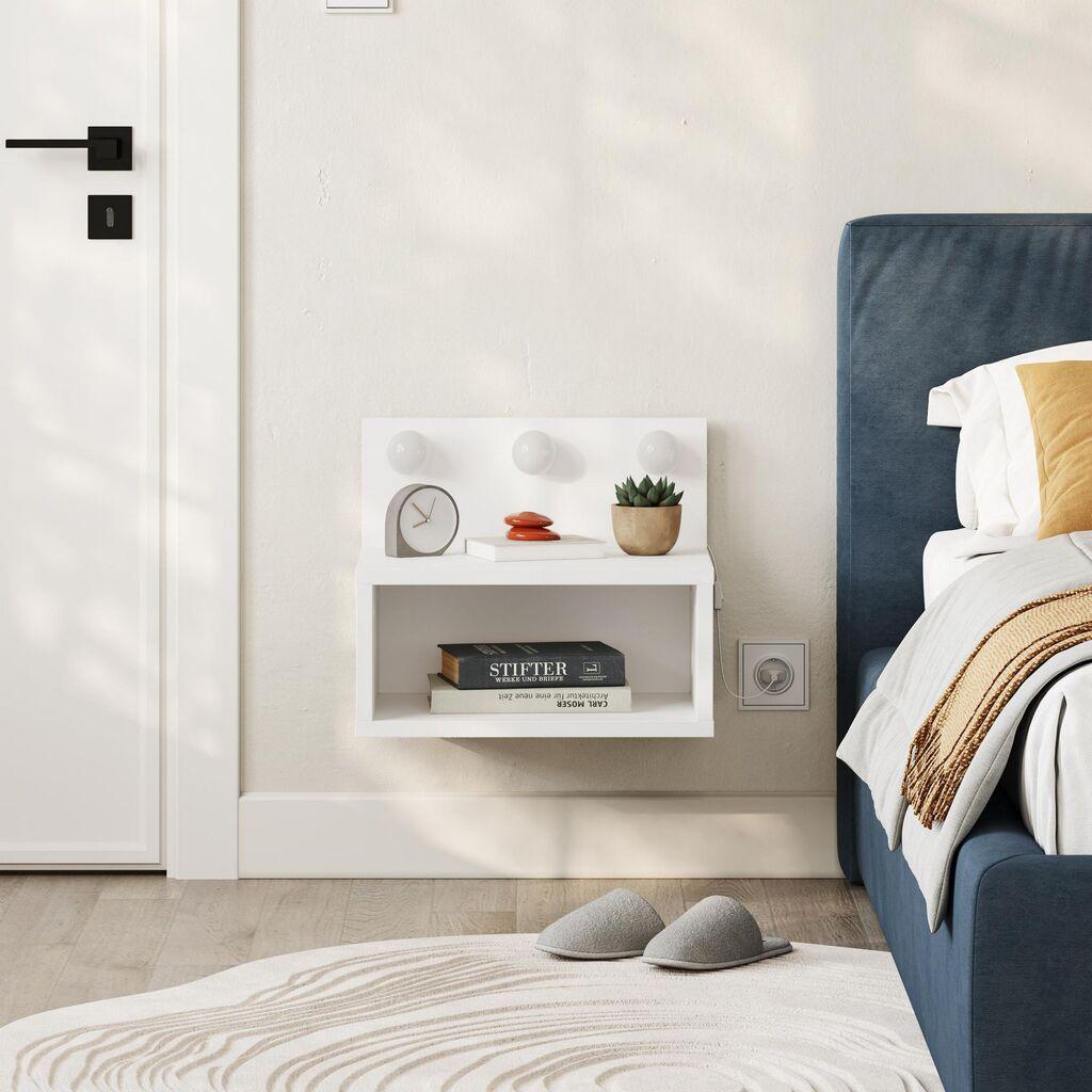 Ноќна масичка Hanah Home, 40x33.8x30 см, бела