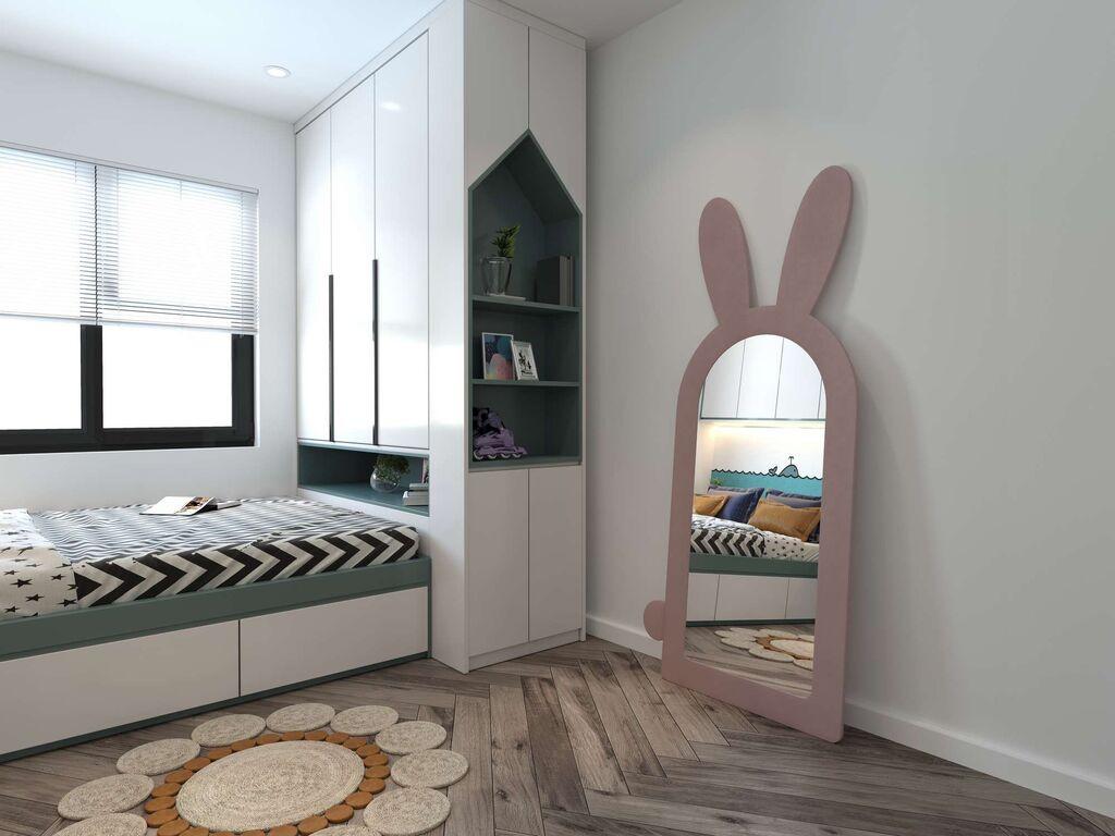 Подно огледало Hanah Home Зајак, 80 см x 180 см, розево