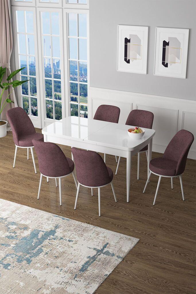 Hanah Home Set Трпезариска маса и 6 столчиња Zen, валкано розова