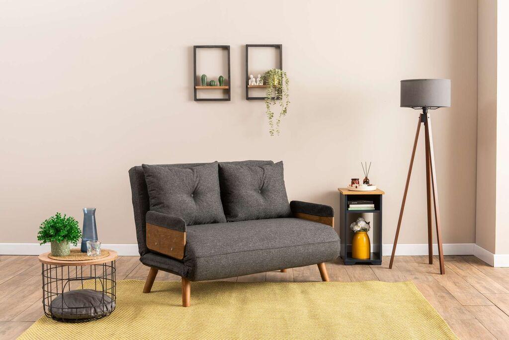Atelier del Sofa Двосед на расклопување Cosmo, 190x120x82 см, Антрацит