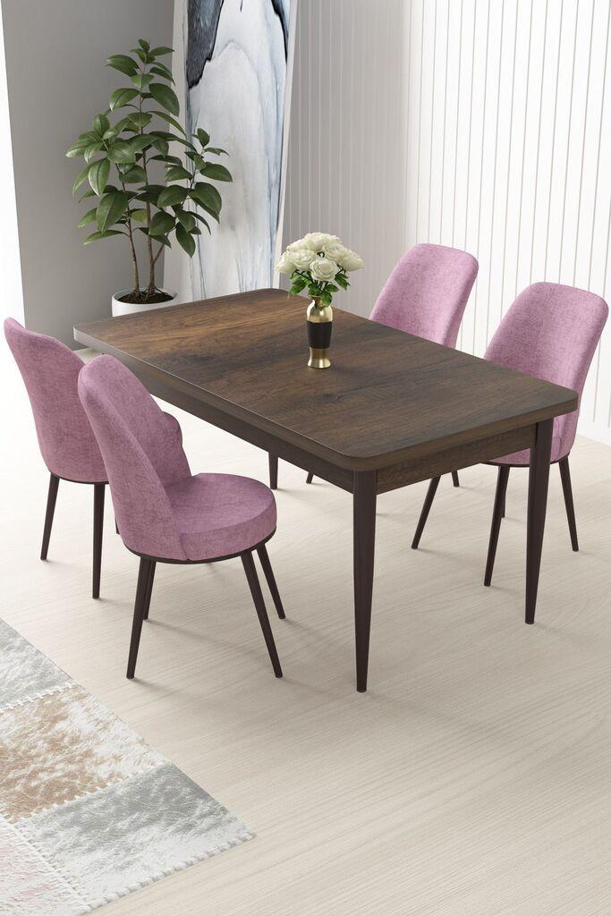 Hanah Home Set Трпезариска маса и 4 столчиња Nile, кафеаво-розова