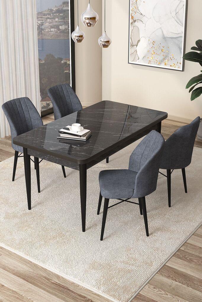 Hanah Home Комплет трпезариска маса и 4 столчиња Arp, сиво-црна