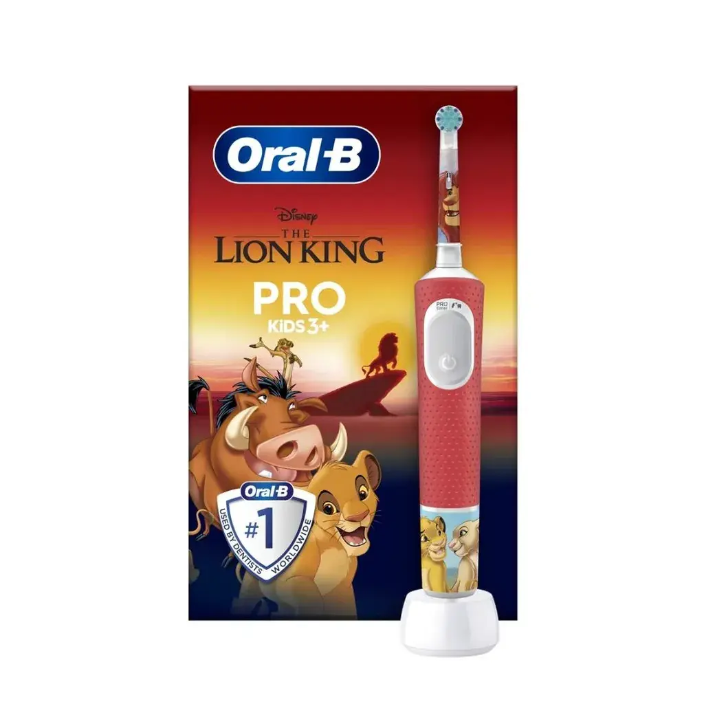 Детска електрична четка за заби Oral-B „Кралот лав“, црвена