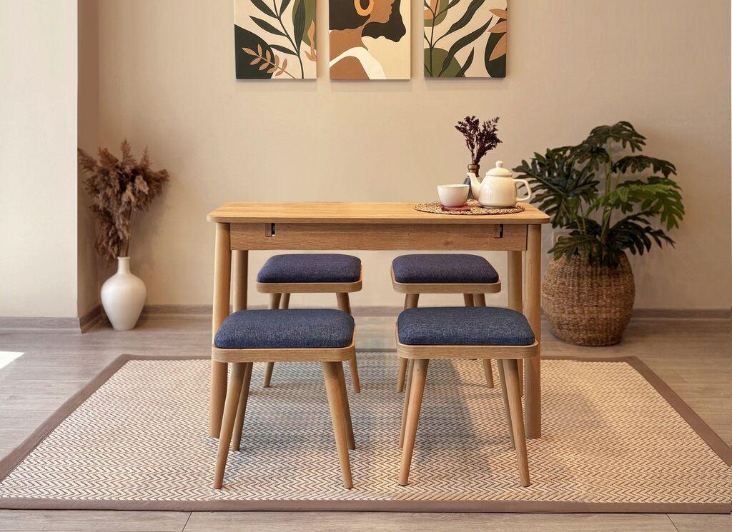 Hanah Home Комплет трпезариска маса и 4 трпезариски столчиња Vina Mini 05 0701, светло сива