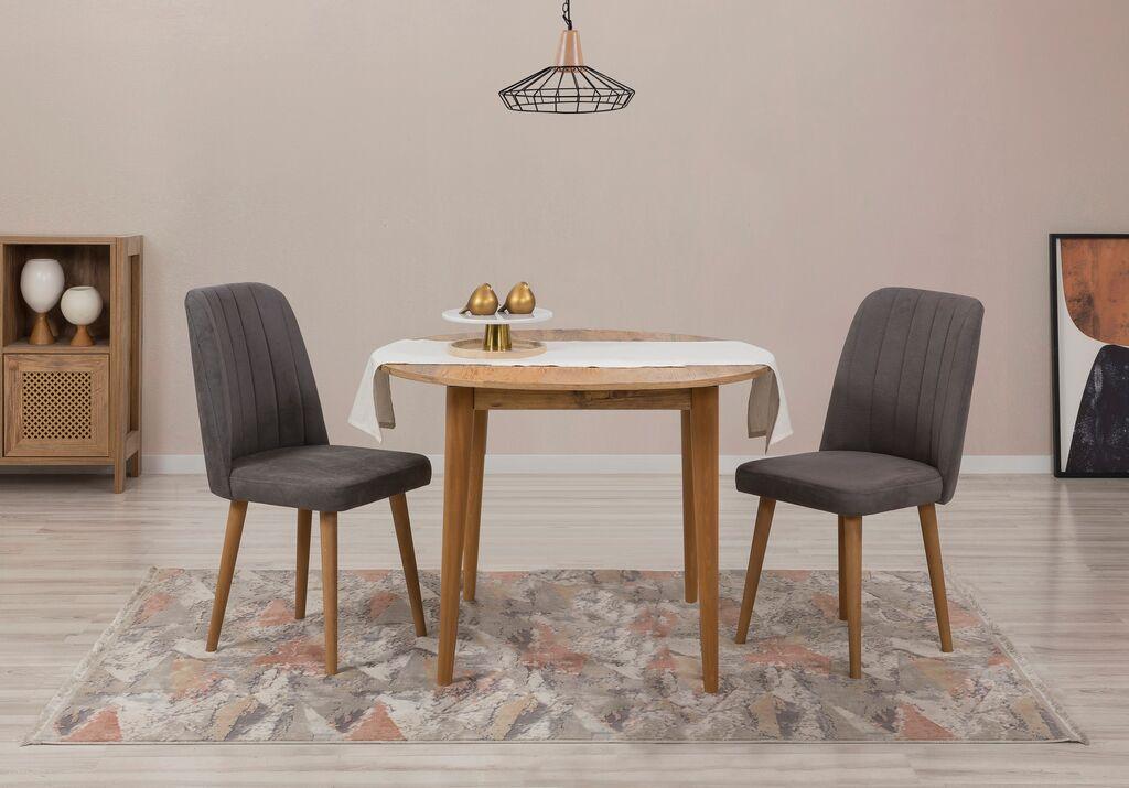 Трпезариска маса Hanah Home Set и 2 трпезариски столчиња Vinah 1501, даб