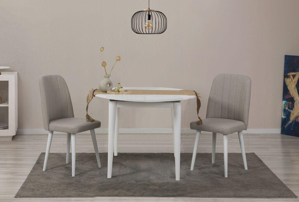 Hanah Home Комплет трпезариска маса и 2 трпезариски столчиња Vina 1005 3 v2, бела