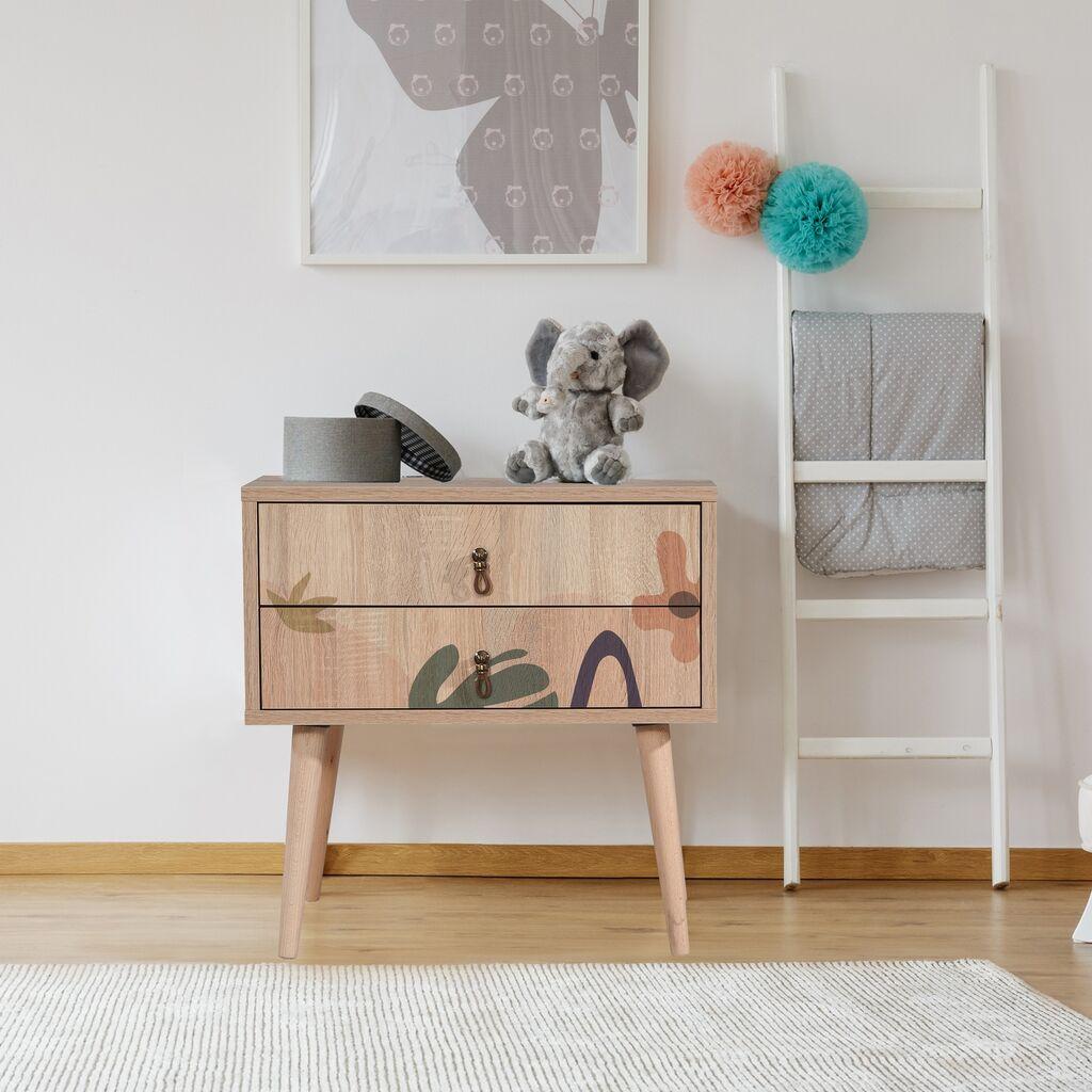 Ноќна масичка Hanah Home City Two Leaf, 60x61x40 см, шарена