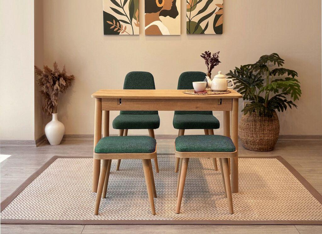 Hanah Home Комплет трпезариска маса и 4 трпезариски столчиња Vina Mini 02 0701, светло сива