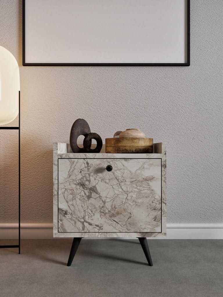 Ноќна масичка Hanah Home Dopo, 50x55x40 см, бела