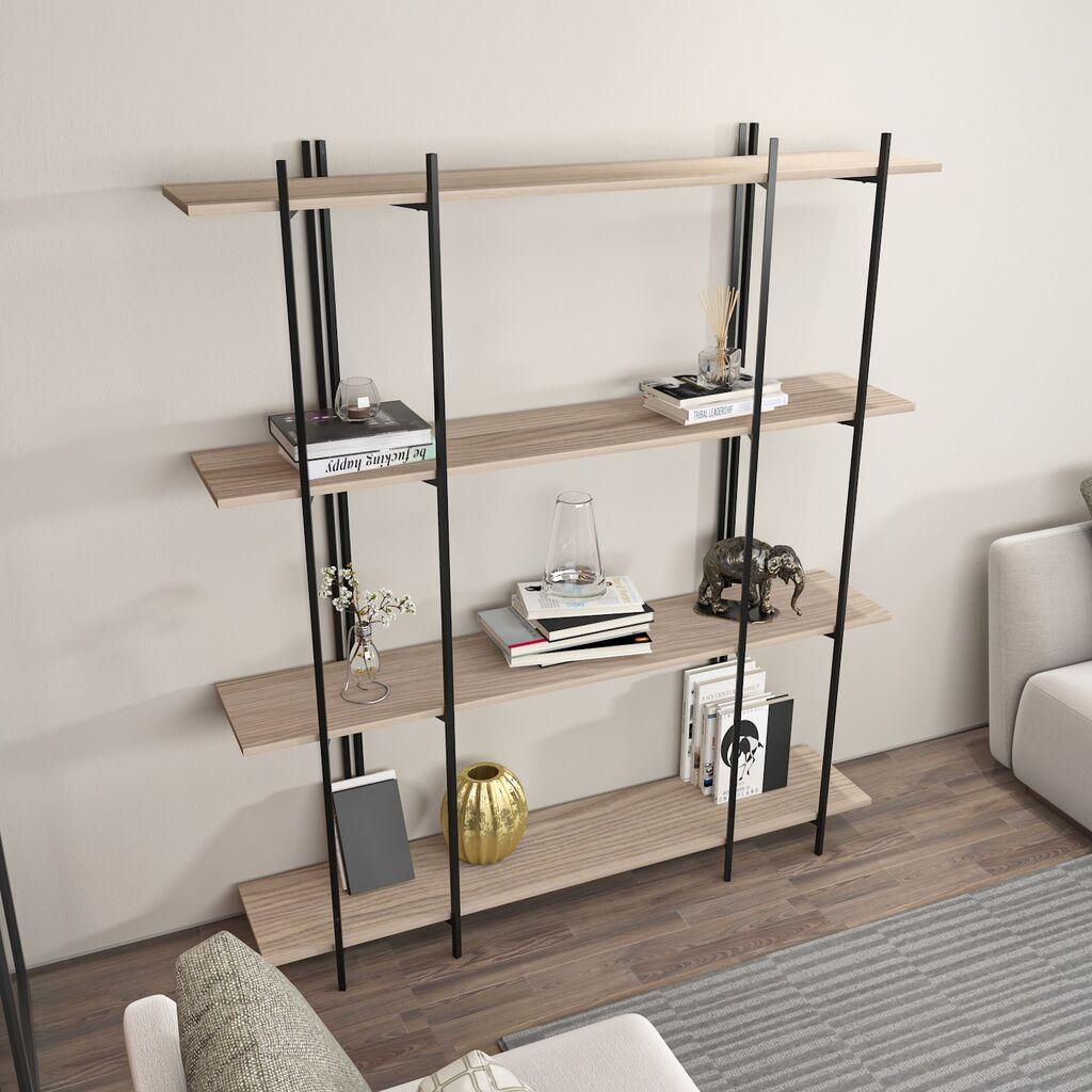 Полица Hanah Home за куќата на Мос, 160x180x29,6 см, црно-бела